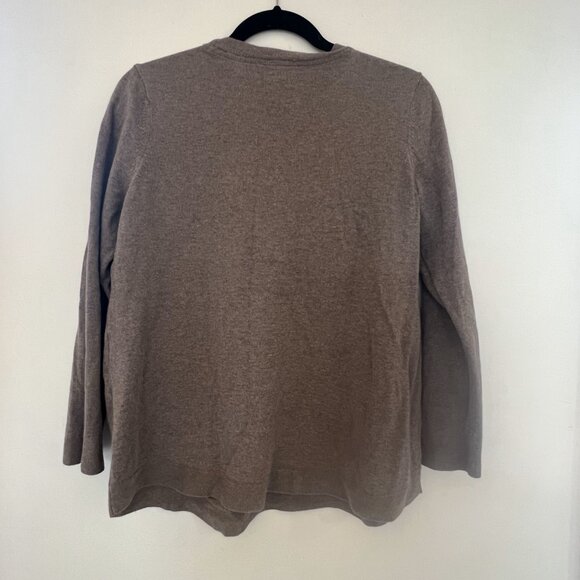 J. Jill 10 Petite Tan brown Long Sleeve Scoop Neck light weight sweater cotton - Picture 6 of 6